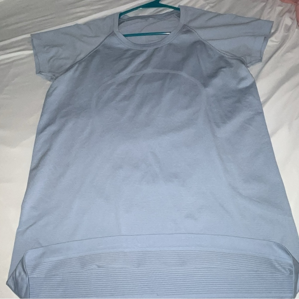 Light blue lululemon short sleeve shirt